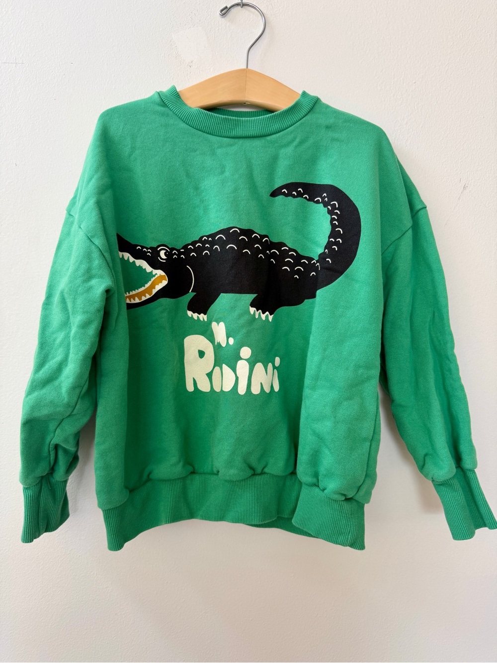 Mini Rodini Green Sweatshirt with Black Alligator Print
